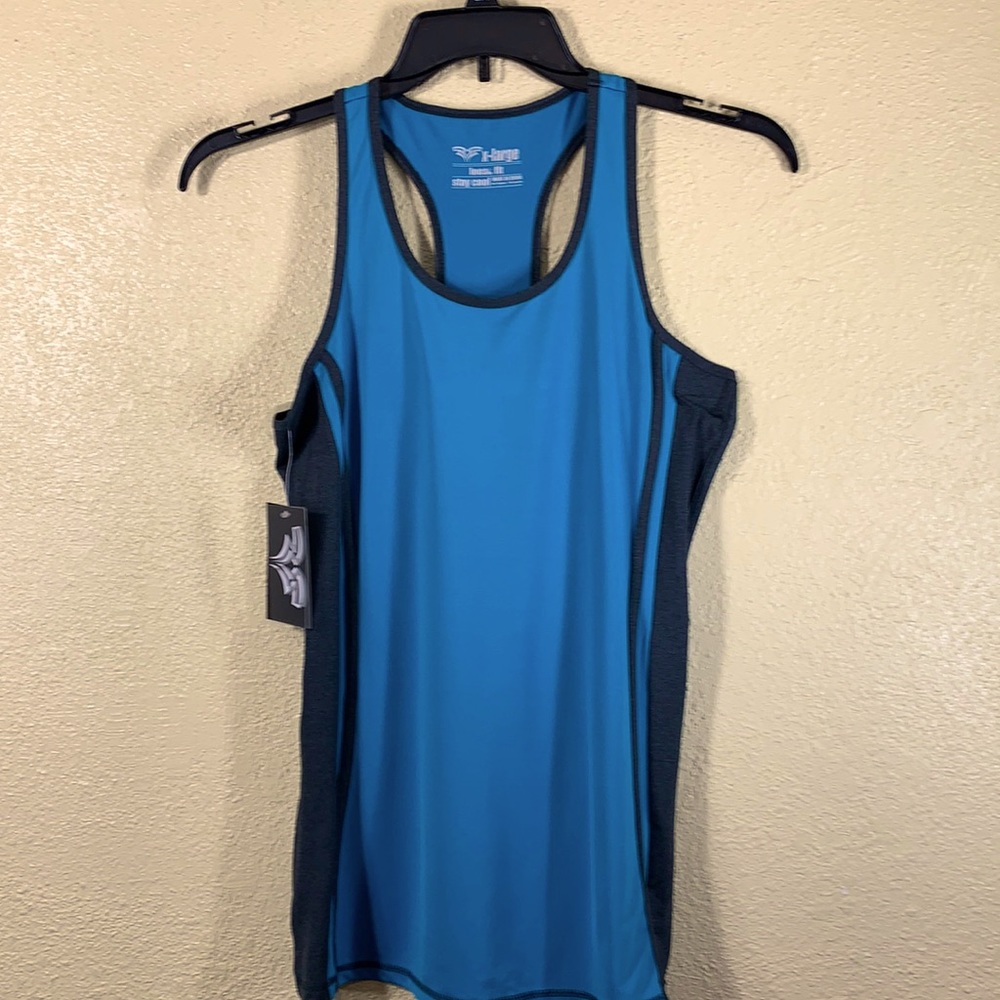 S2 SportsWear Active Tank Top Blue Gray XL Stretchy NWT V-Neck Polyester Spandex